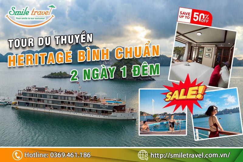 Tour du thuyền Heritage Bình Chuẩn 5 sao cao cấp
